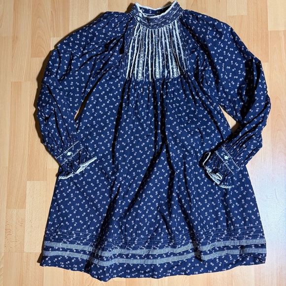 Doen Beatrice Navy and White Floral Mini Dress Cotton Poplin - Picture 5 of 14